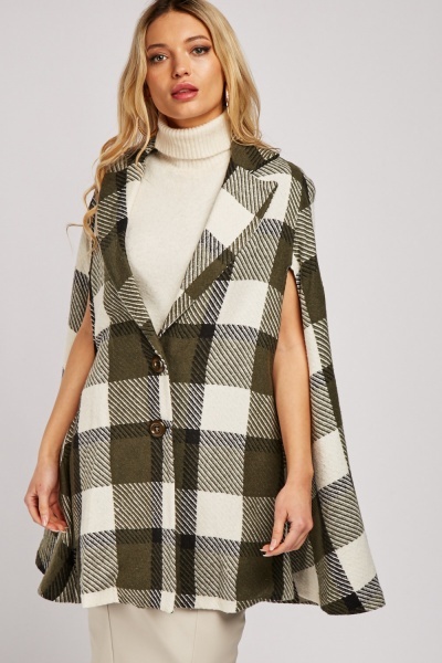 plaid cape coat