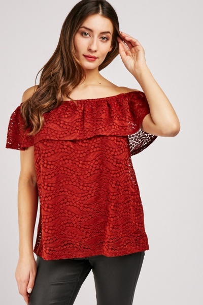 Ruffle Off Shoulder Lace Top
