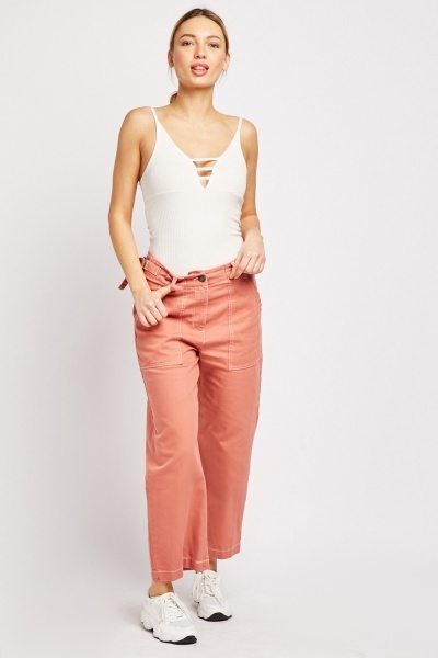 Oversize Pocket Front Crop Trousers