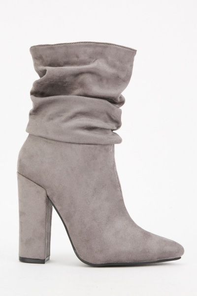 ruched grey boots