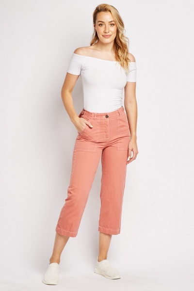 Oversized Pocket Front Straight Fit Trousers