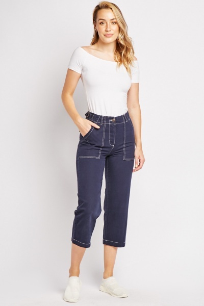 Oversized Pocket Front Straight Fit Trousers