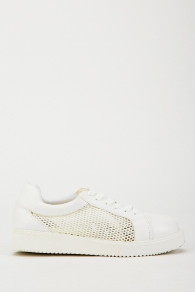 Mesh Insert Lace Up Platform Trainers