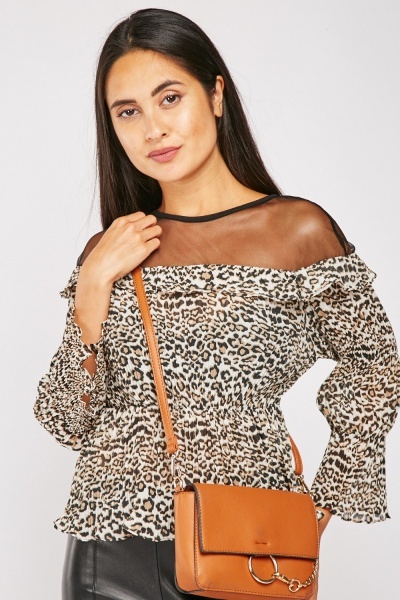 Mesh Leopard Plisse Blouse