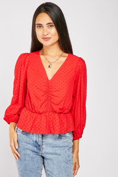 Textured V-Neck Blouse