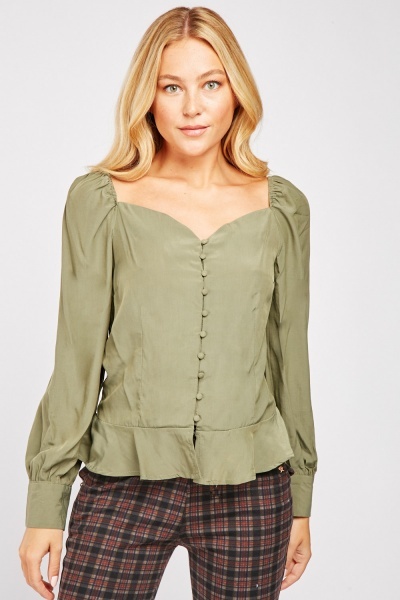 Long Sleeve Sweetheart Neckline Top