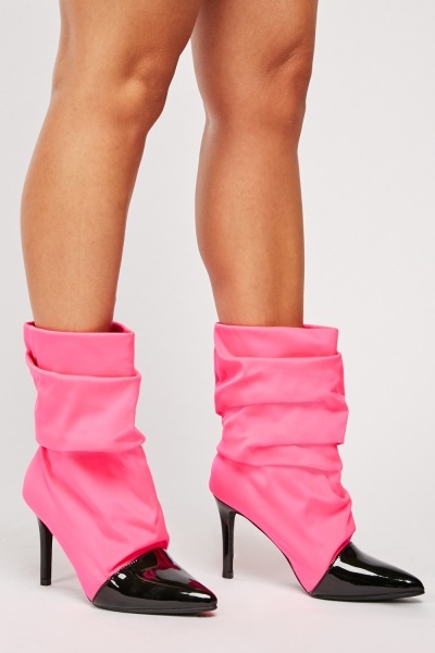 PVC Front Slouchy Ankle Boots