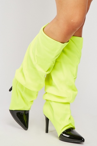 Neon Ruched Heeled Boots