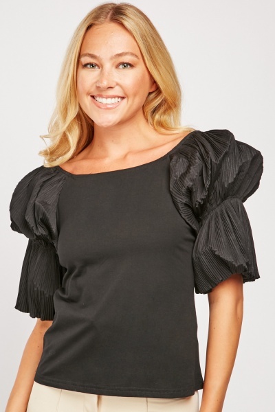 Tiered Sleeve Ribbed Top