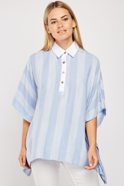 Striped Collared Oversize Blouse