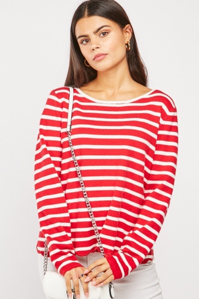 Striped Scallop Hem Jumper