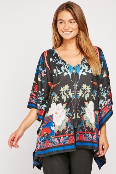 Zipper Front Flared Sleeve Top