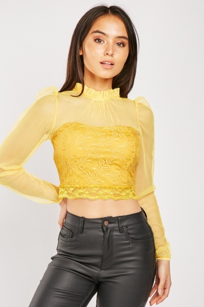 Lace Mesh Crop Top