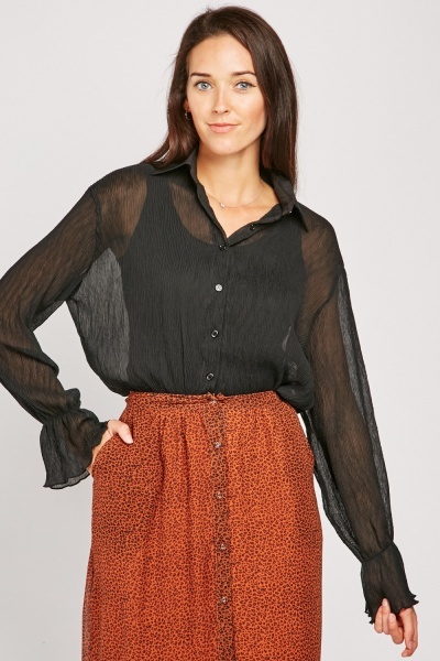 Crinkle Sheer Blouse