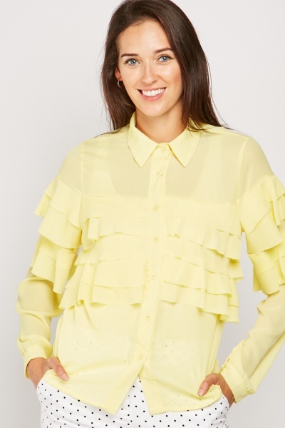 Ruffle Tiered Sheer Shirt