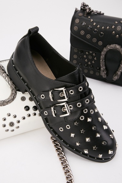 Studded Twin Buckle Shoes