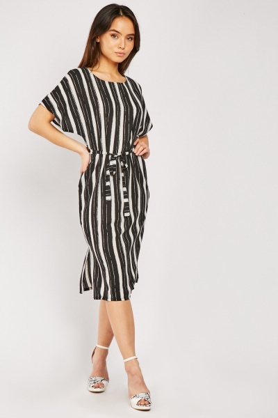 vertical striped midi dress