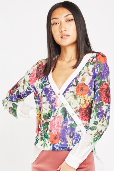 Floral Sheer Chiffon Blouse