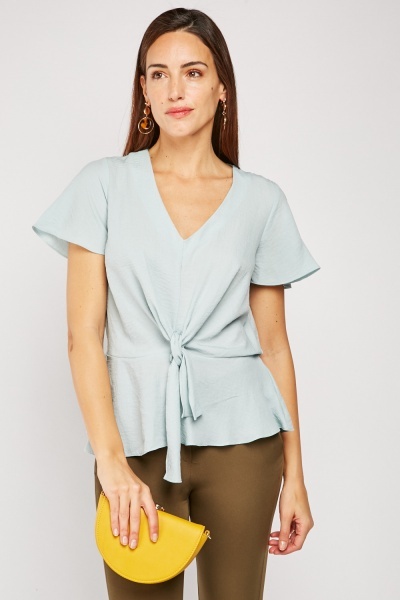 V-Neck Tie Up Waist Top