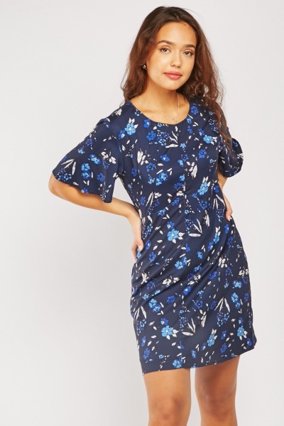 Flared Sleeve Floral Dress