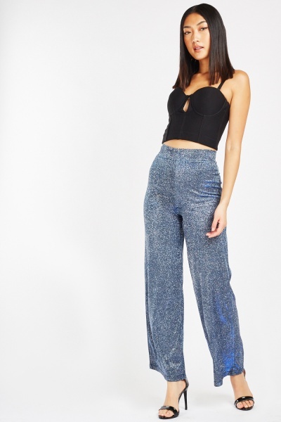 Wide Leg Lurex Trousers