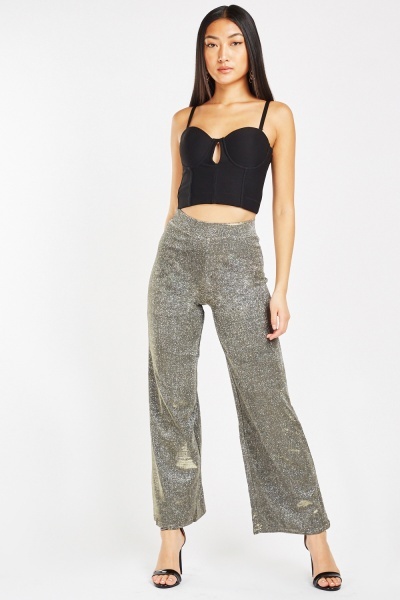 Wide Leg Lurex Trousers