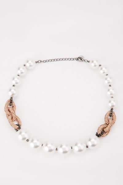 Faux Pearl Encrusted Necklace