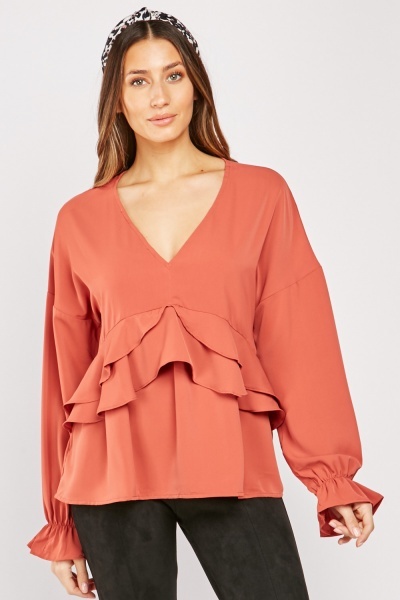 Ruffle Long Sleeve Blouse