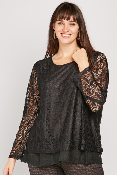 Lace Pattern Overlay Top