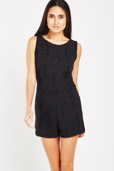 Sequin Embroidered Chiffon Playsuit