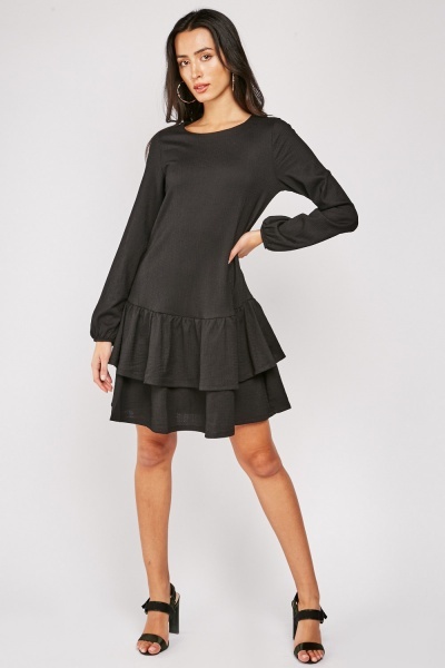 Long Sleeve Ruffle Hem Dress