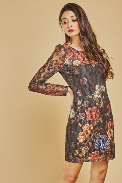 Floral Embroidered Lace Dress