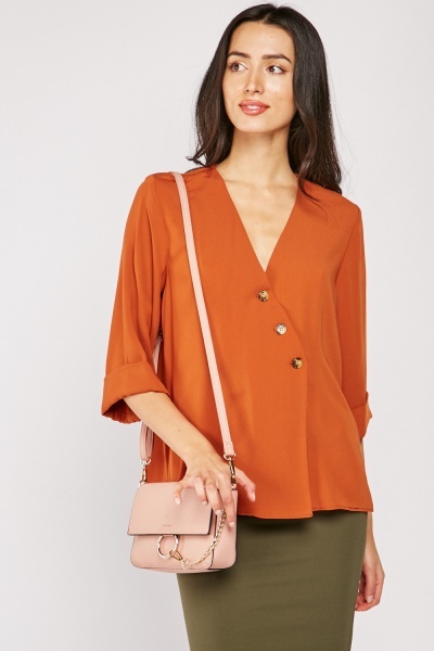 Button Front Rust Blouse