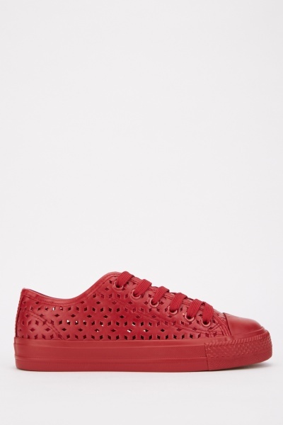Laser Cut Lace Up Trainers