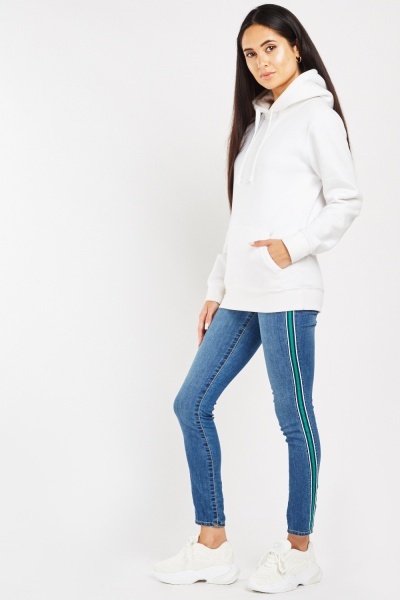 Striped Panel Jeans Jeggings