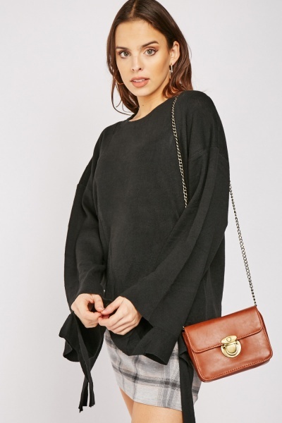 Cut Out Tie Up Knit Jumper