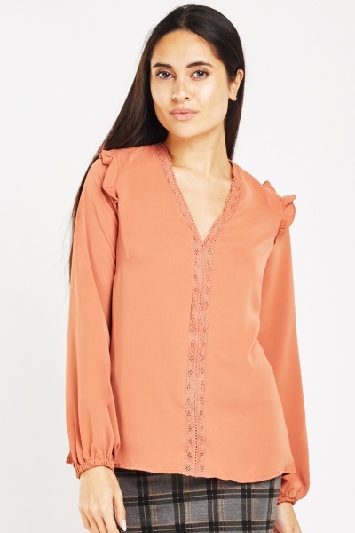 Lace Trim Boho Blouse