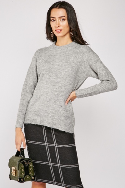 Long Sleeve Plain Knit Top