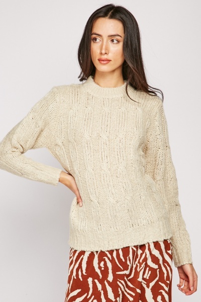 Round Neck Patterned Knit Jumper