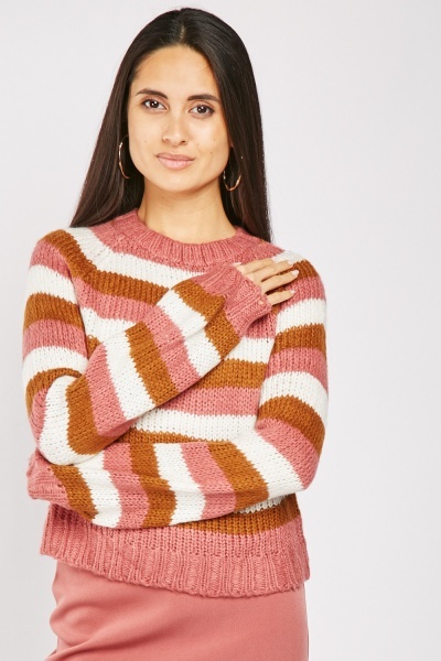 Striped Herringbone Knit Jumper