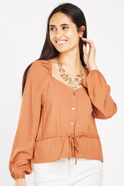 Tie Up Waist Boho Blouse