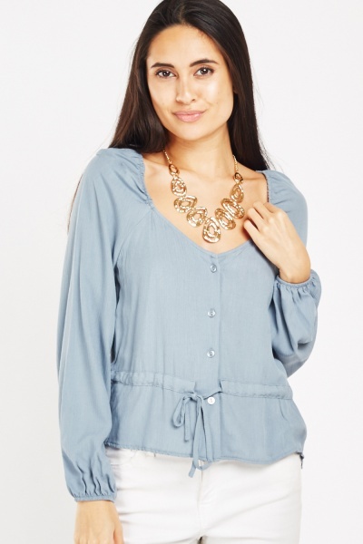 Tie Up Waist Boho Blouse