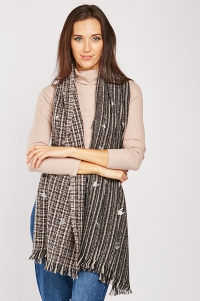 Glitter Contrast Woven Plaid Scarf