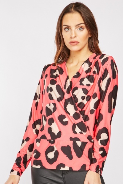 Leopard Print Wrap Top