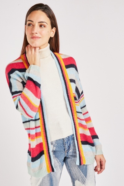 Loose Knit Multi-Striped Cardigan