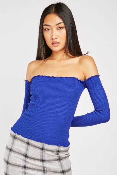 Off Shoulder Ribbed Bardot Top