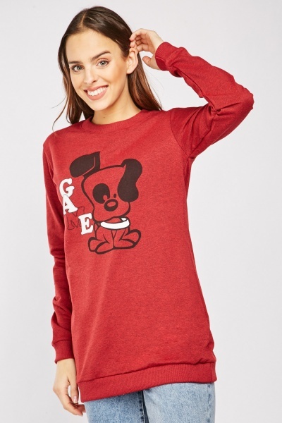 Printed Front Slouchy Sweatshirt