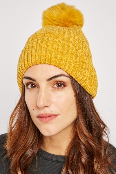 Chenille Knit Beanie Hat