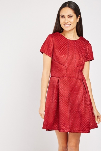 Perforated Textured Skater Dress