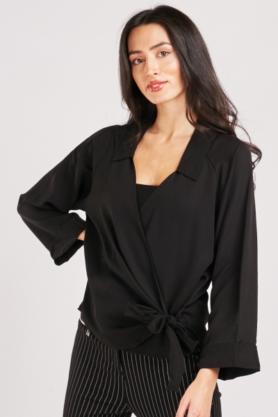 Tie Up Wrap Waist Shirt